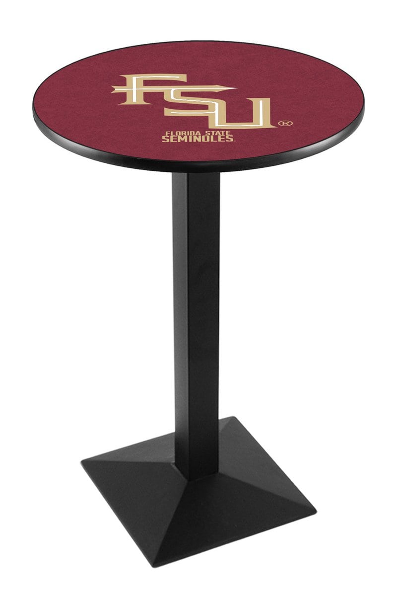 Florida State (Script) 36-Inch Pub Table with 36-Inch Top, Square Base Base, and Black Wrinkle Finish