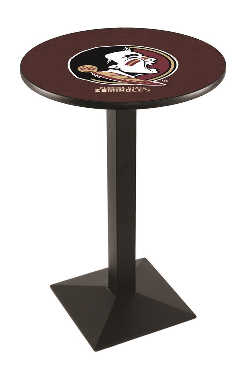Florida State (Head) 42-Inch Pub Table with 36-Inch Top, Square Base Base, and Black Wrinkle Finish