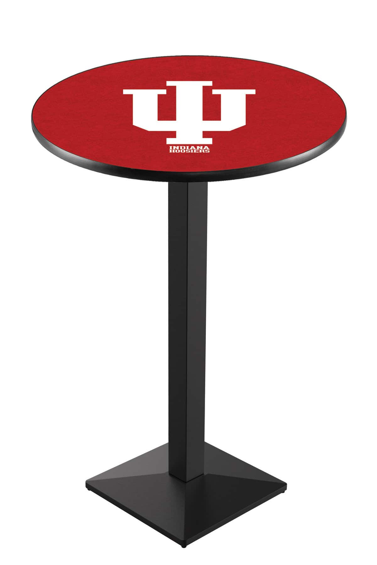 Indiana University 36-Inch Pub Table with 30-Inch Top, Square Base Base, and Black Wrinkle Finish