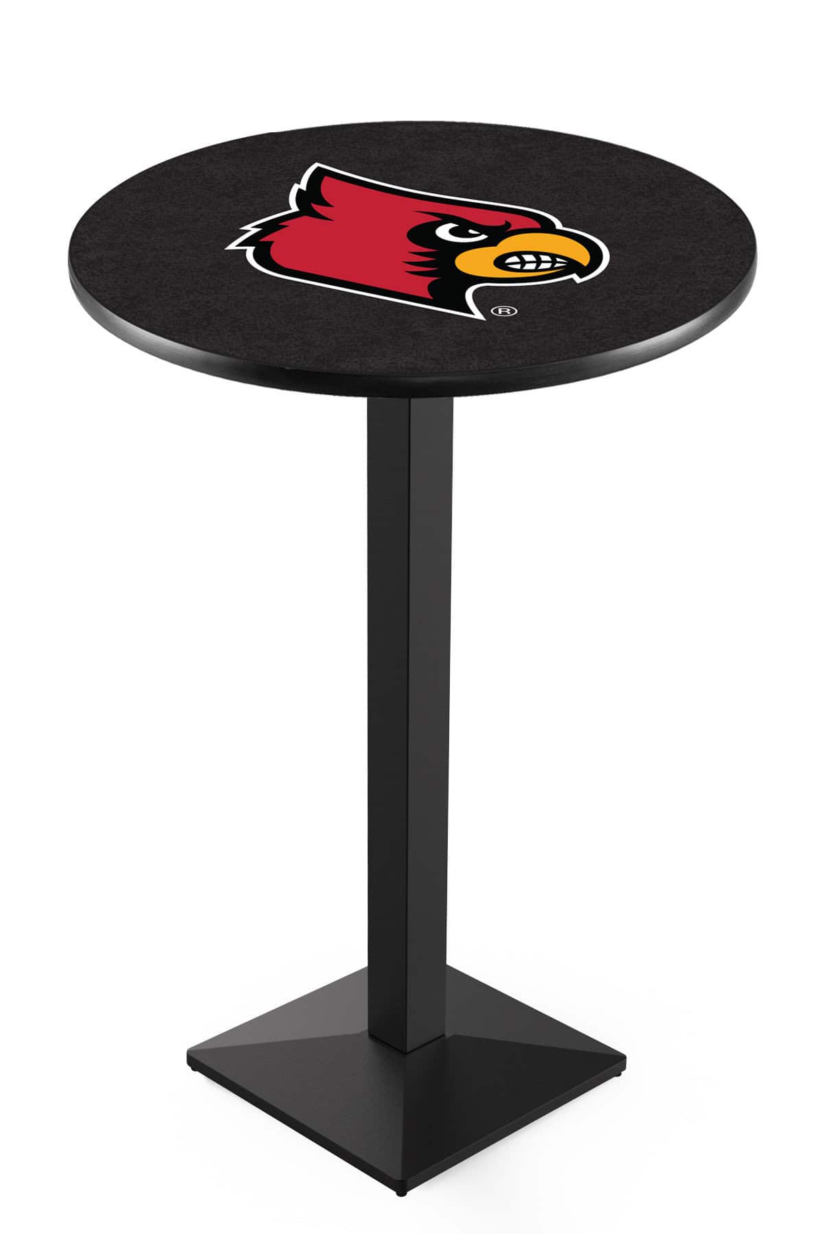 University of Louisville 36-Inch Pub Table with 30-Inch Top, Square Base Base, and Black Wrinkle Finish