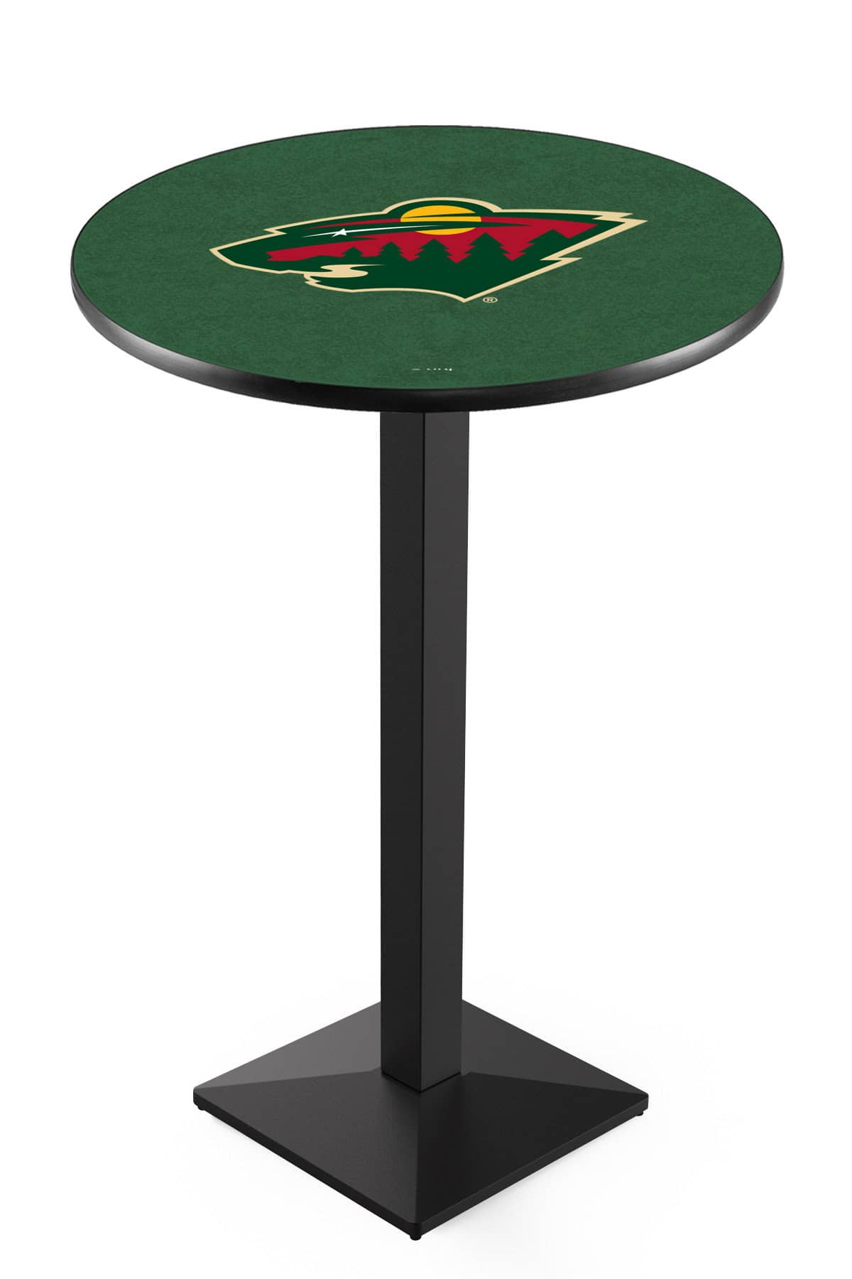 Minnesota Wild 36-Inch Pub Table with 36-Inch Top, Square Base Base, and Black Wrinkle Finish