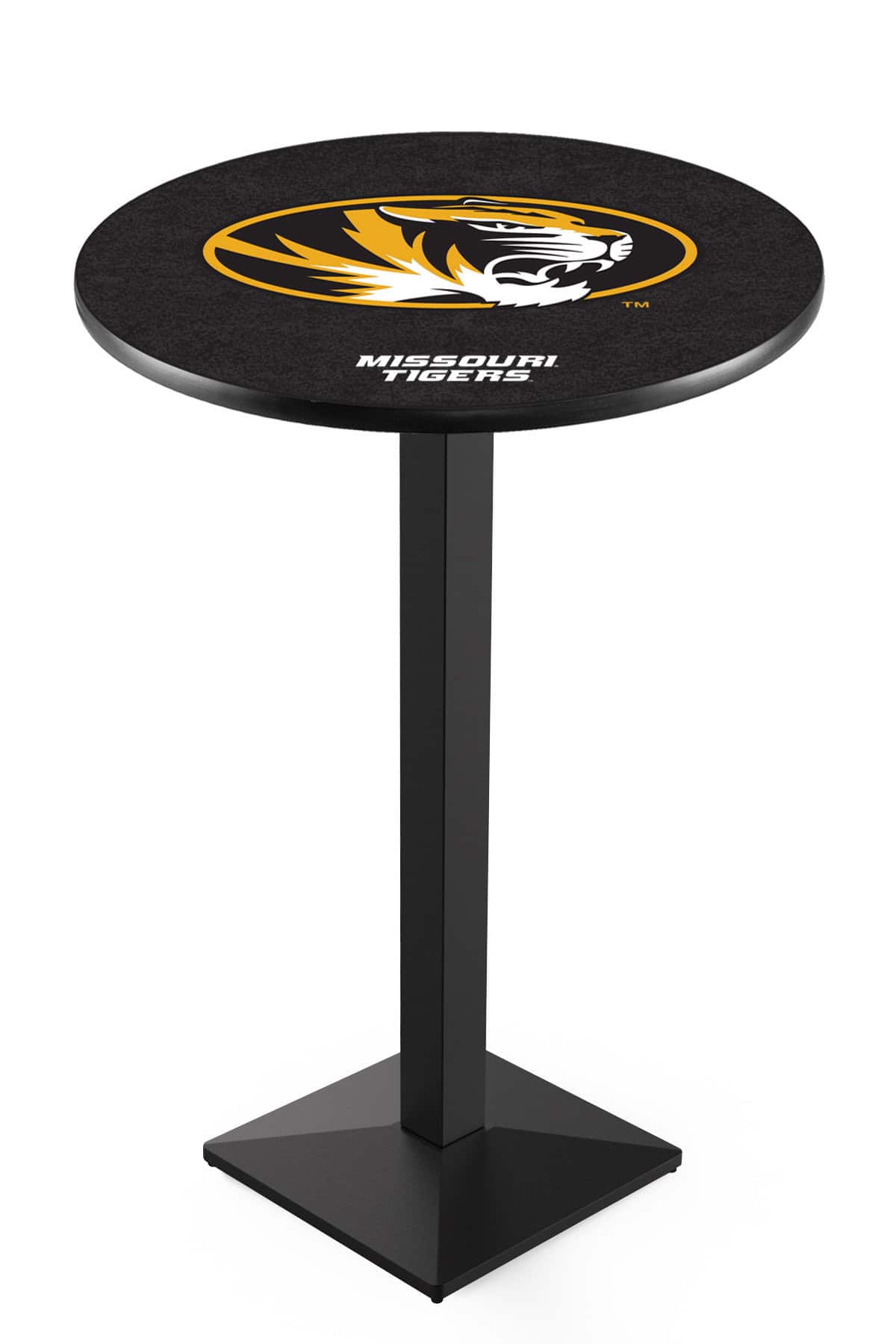 University of Missouri 36-Inch Pub Table with 30-Inch Top, Square Base Base, and Black Wrinkle Finish