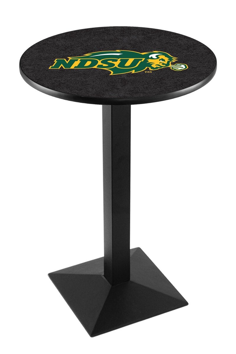 North Dakota State University 42-Inch Pub Table with 36-Inch Top, Square Base Base, and Black Wrinkle Finish (Black Top)
