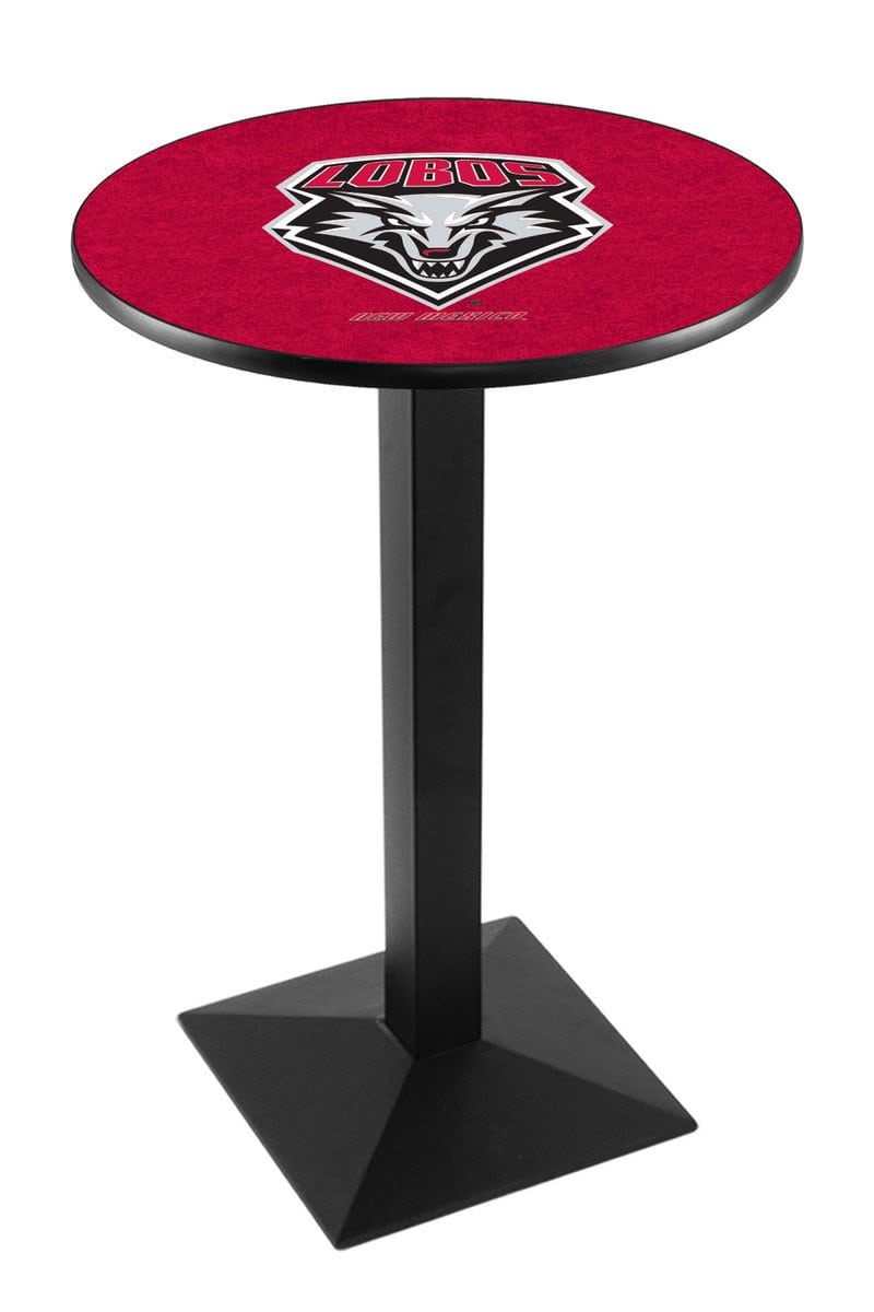University of New Mexico 36-Inch Pub Table with 30-Inch Top, Square Base Base, and Black Wrinkle Finish