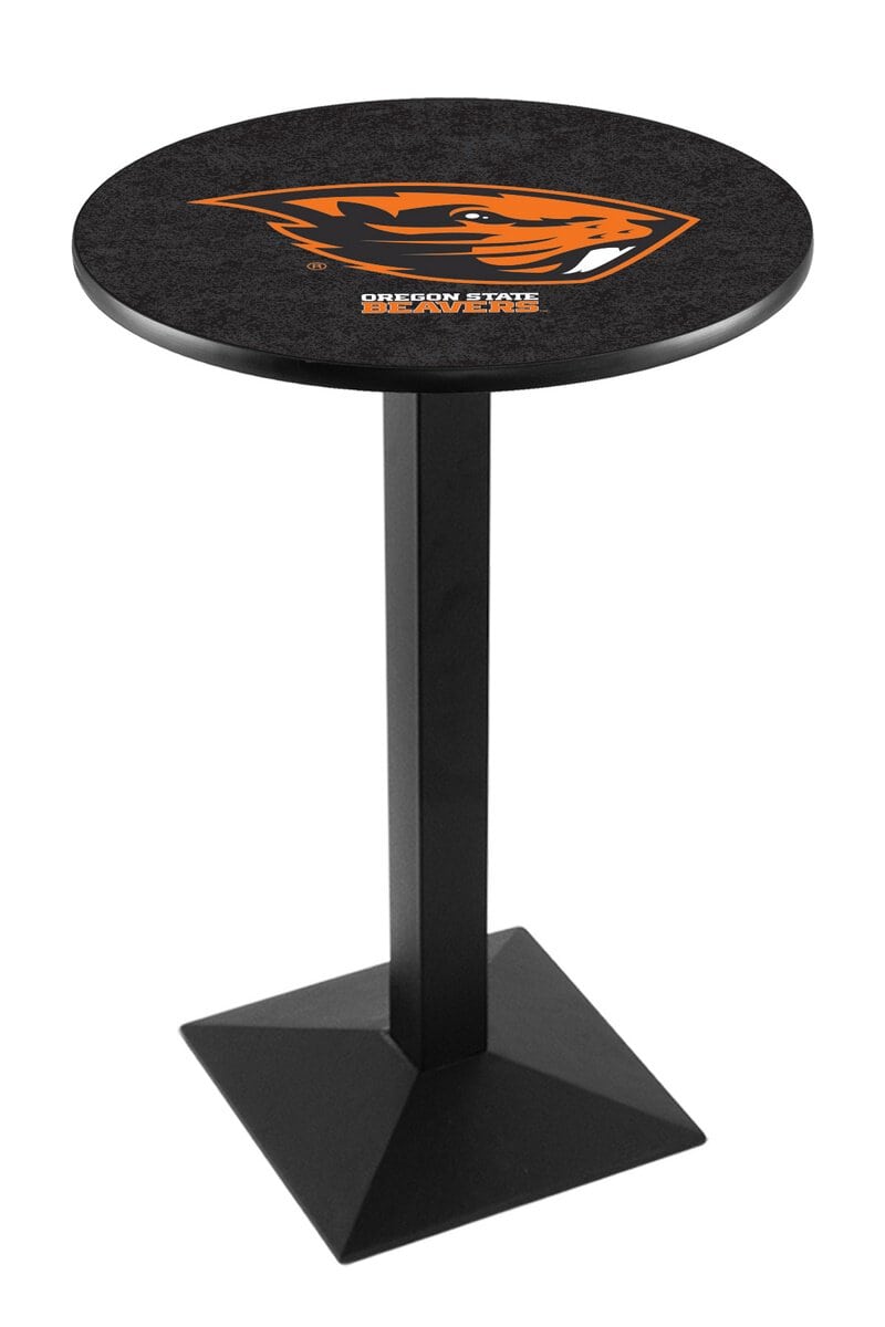 Oregon State University 36-Inch Pub Table with 36-Inch Top, Square Base Base, and Black Wrinkle Finish