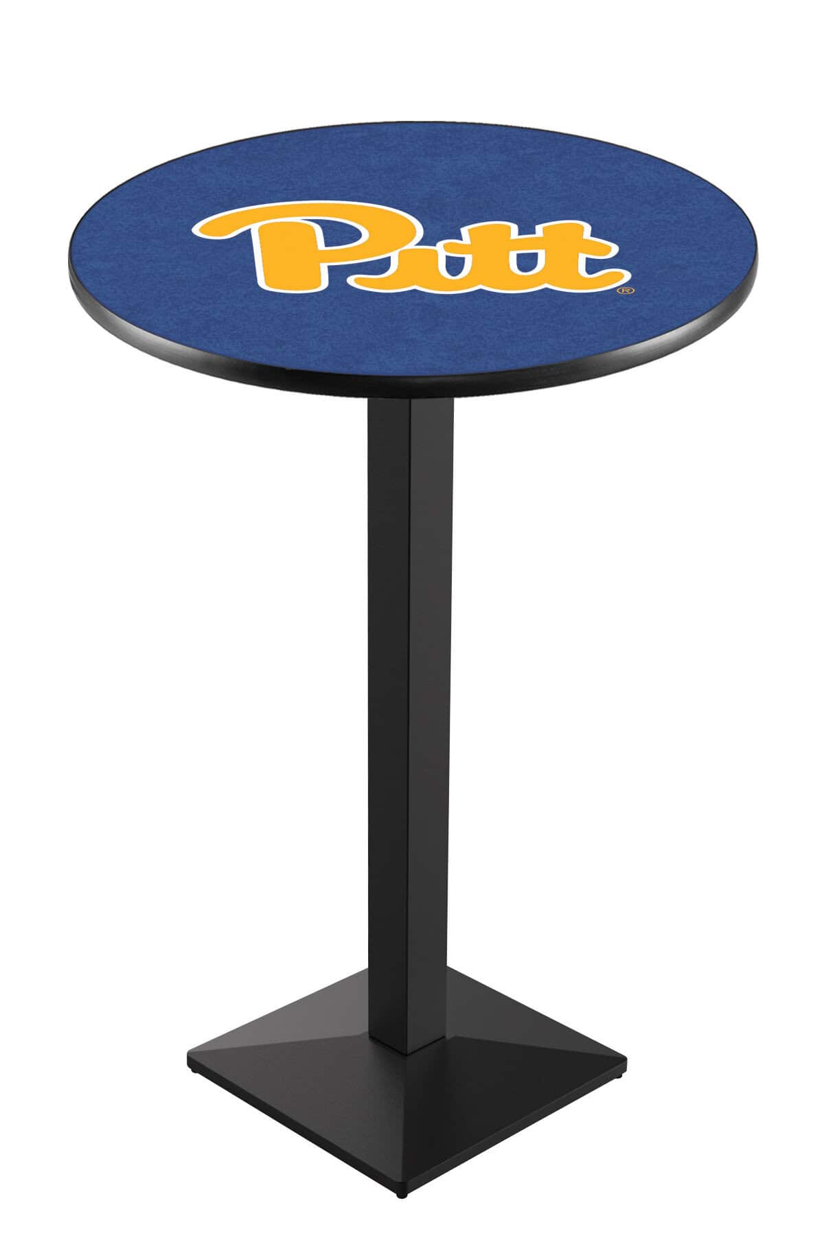 University of Pittsburgh 36-Inch Pub Table with 30-Inch Top, Square Base Base, and Black Wrinkle Finish