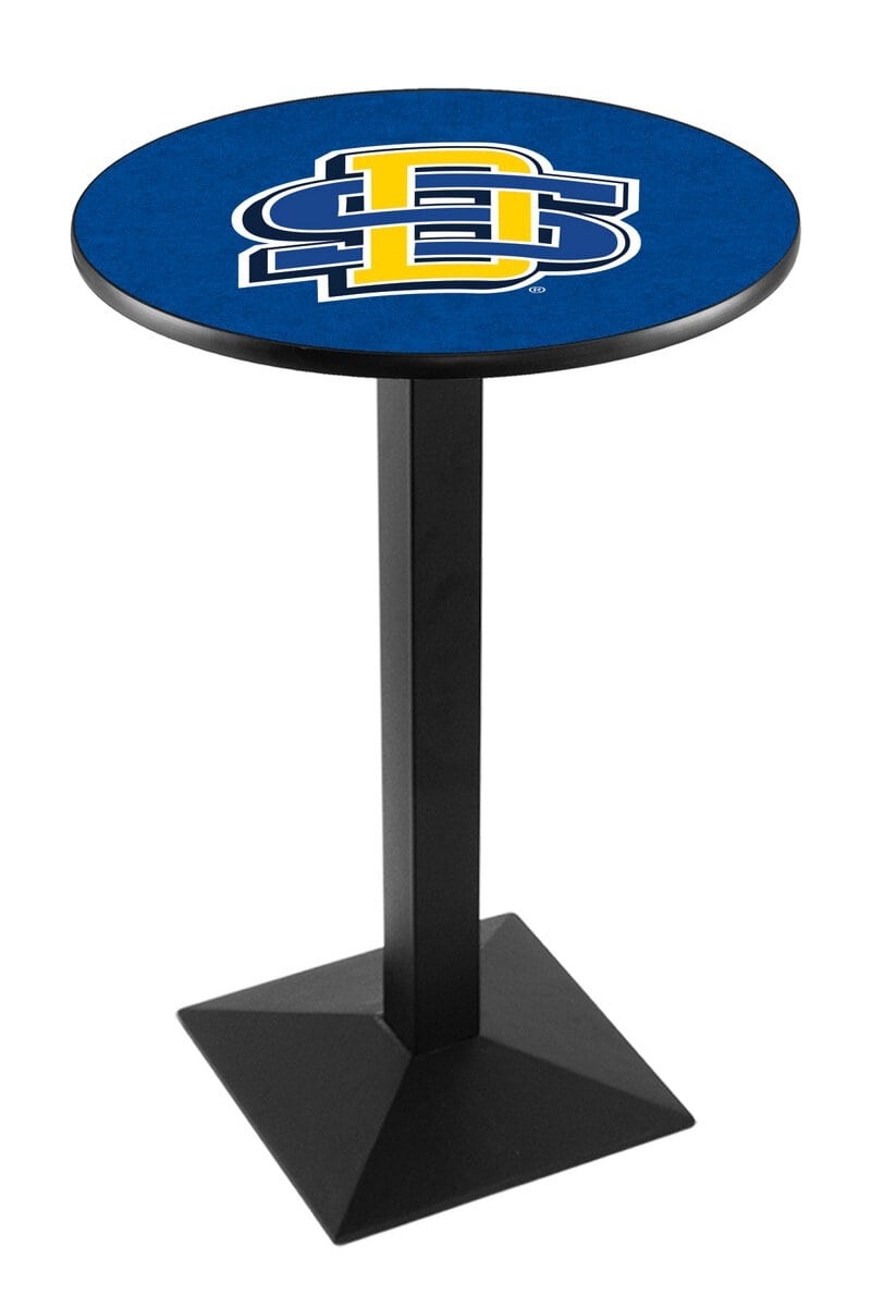 South Dakota State University 42-Inch Pub Table with 36-Inch Top, Square Base Base, and Black Wrinkle Finish