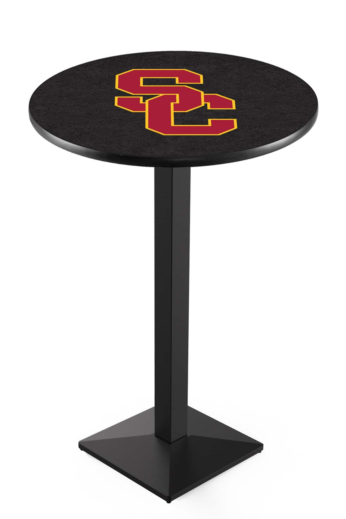University of Southern California 36-Inch Pub Table with 36-Inch Top, Square Base Base, and Black Wrinkle Finish