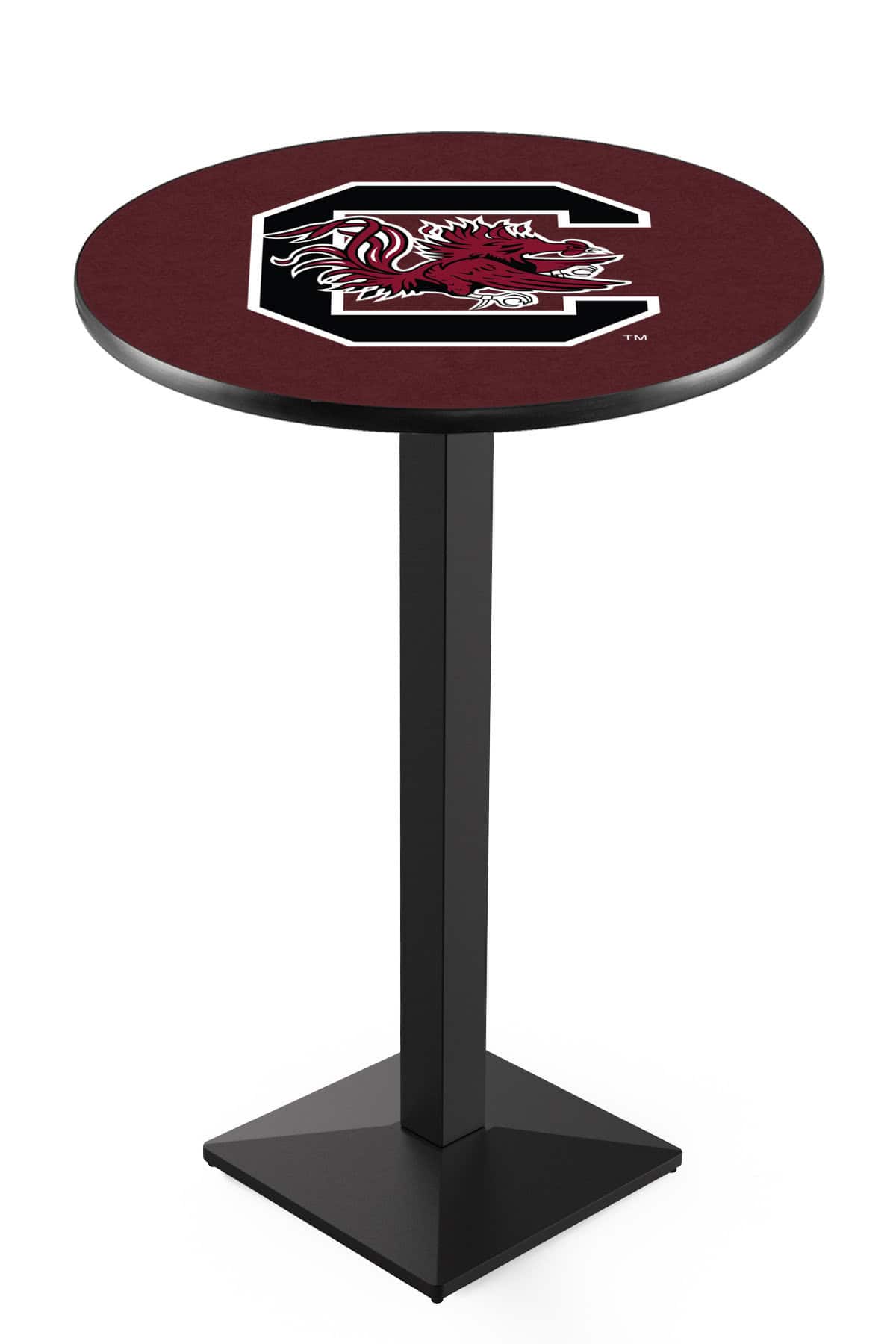 University of South Carolina 42-Inch Pub Table with 36-Inch Top, Square Base Base, and Black Wrinkle Finish