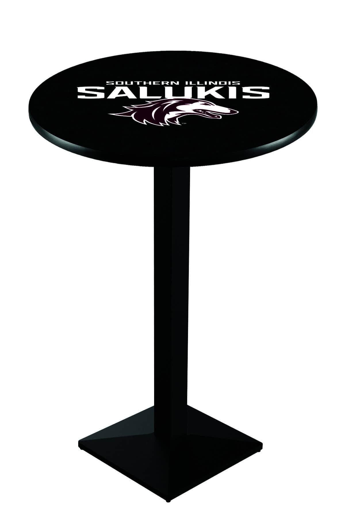 Southern Illinois University 42-Inch Pub Table with 36-Inch Top, Square Base Base, and Black Wrinkle Finish