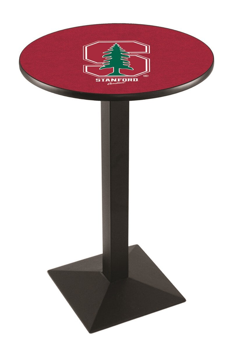 Stanford University 42-Inch Pub Table with 30-Inch Top, Square Base Base, and Black Wrinkle Finish