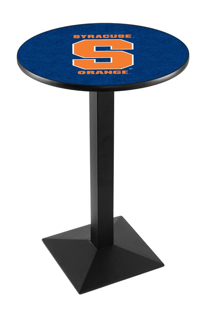 Syracuse University 42-Inch Pub Table with 36-Inch Top, Square Base Base, and Black Wrinkle Finish