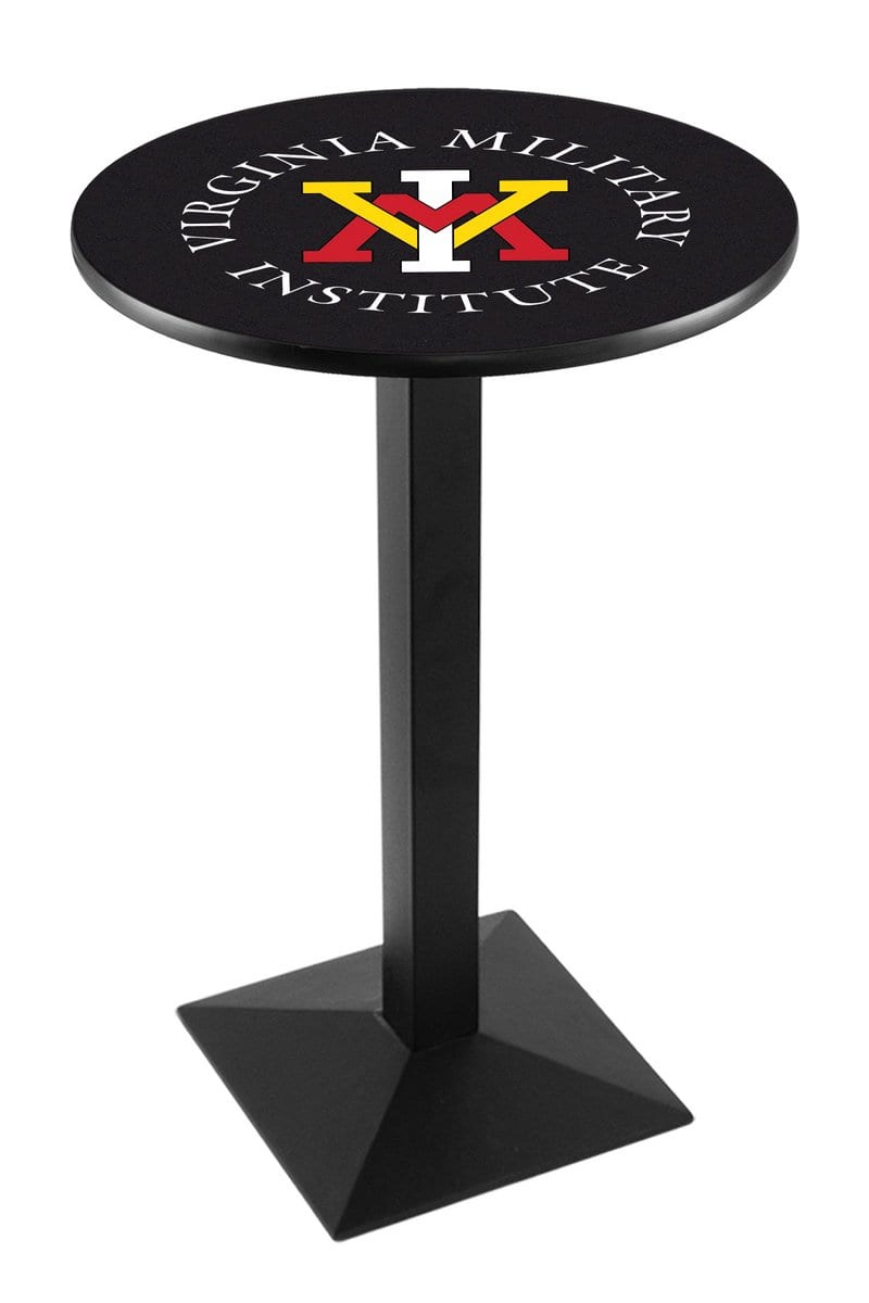 Virginia Military Institute 36-Inch Pub Table with 36-Inch Top, Square Base Base, and Black Wrinkle Finish