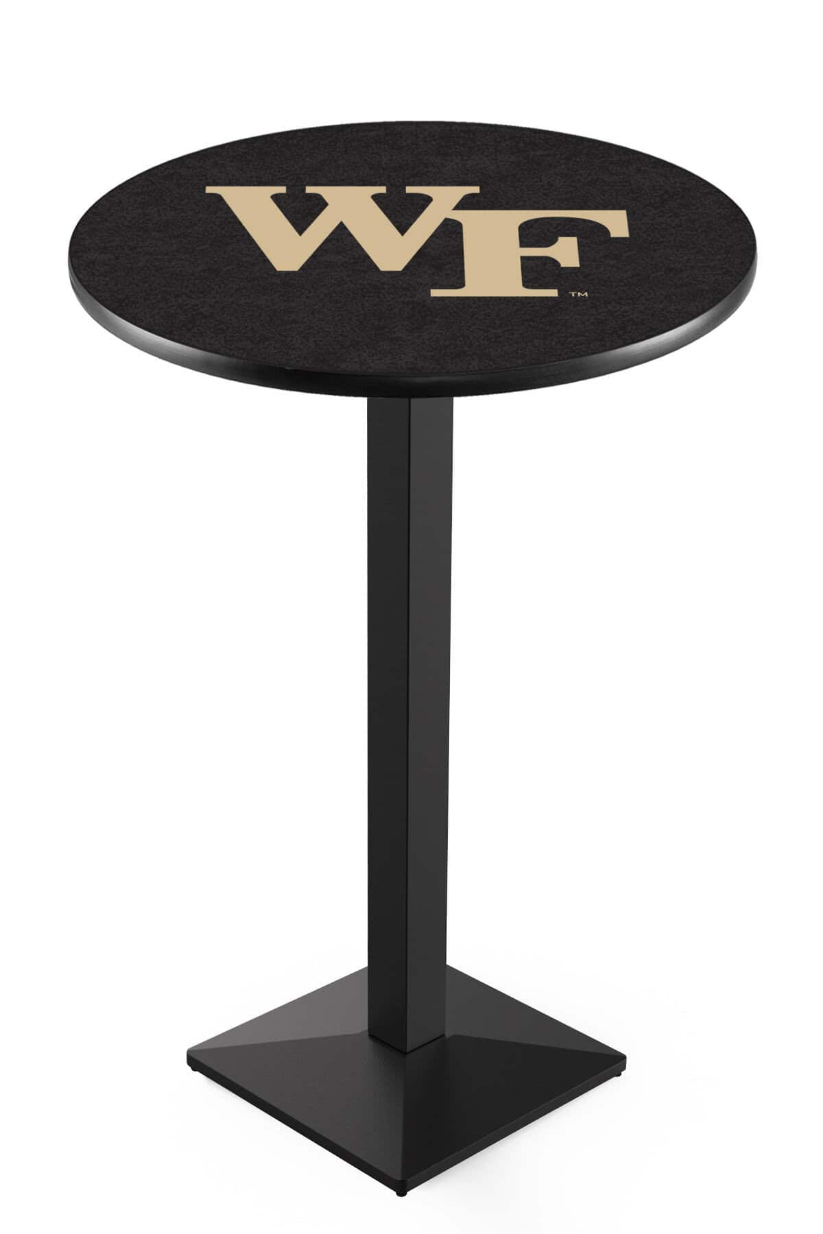 Wake Forest University 36-Inch Pub Table with 30-Inch Top, Square Base Base, and Black Wrinkle Finish