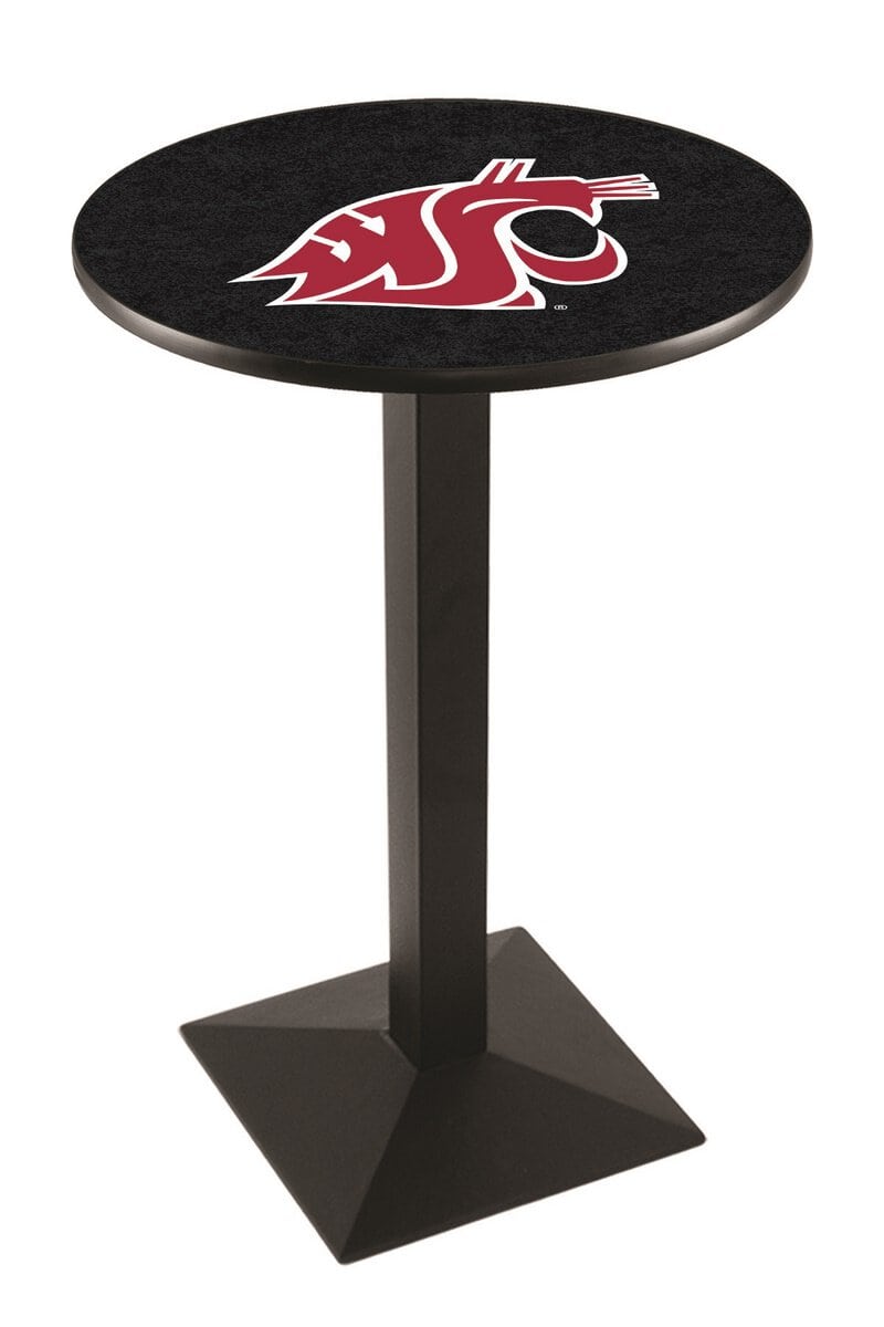 Washington State University 42-Inch Pub Table with 36-Inch Top, Square Base Base, and Black Wrinkle Finish
