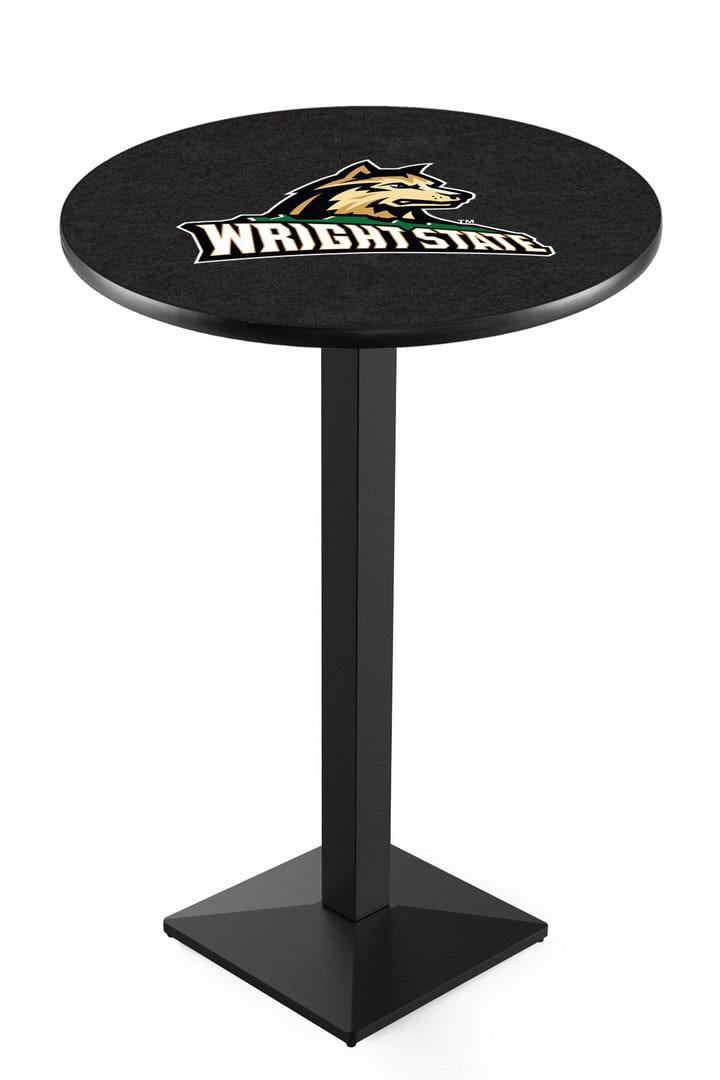 Wright State University 42-Inch Pub Table with 30-Inch Top, Square Base Base, and Black Wrinkle Finish