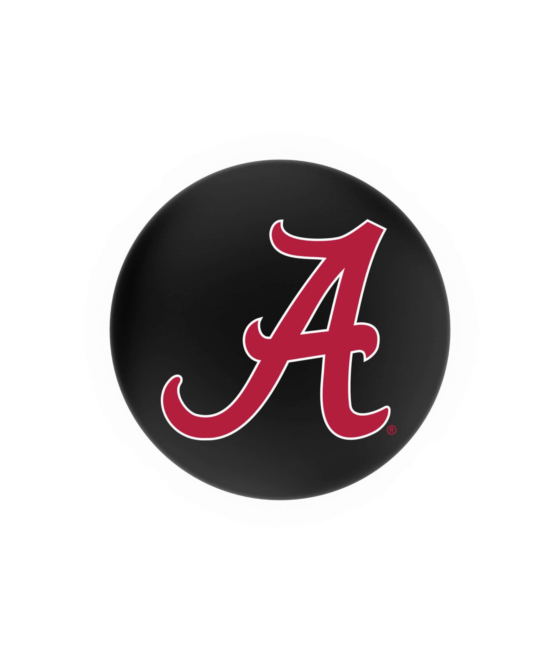 University of Alabama 30-Inch Swivel Backless Bar Stool w/ Black Wrinkle Finish, Single-Ring Base, 2-Inch Black Wrinkle Ring, 2.5-Inch Cushion Seat ('A' Logo)