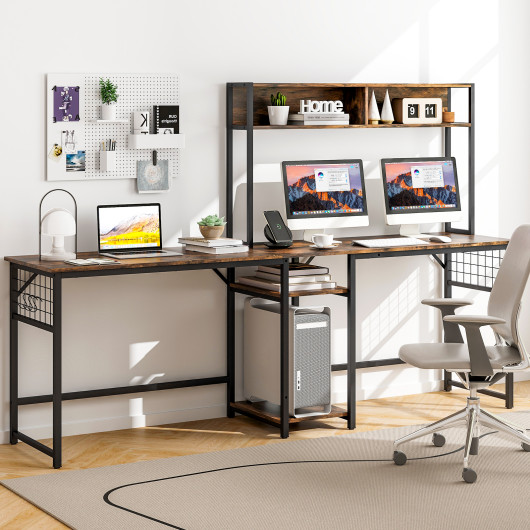 Convertible L-Shaped Desk with Hutch and Built-In Power Outlet - Image 6