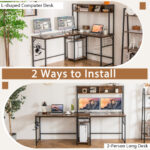 Convertible L-Shaped Desk with Hutch and Built-In Power Outlet