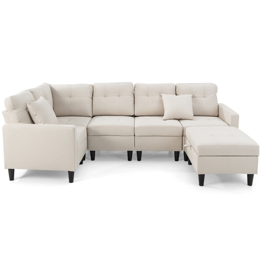 Modular L Shaped Sectional Sofa with Storage Ottoman (Set of 6)