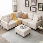Modular L Shaped Sectional Sofa with Storage Ottoman (Set of 6)