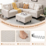 Modular L Shaped Sectional Sofa with Storage Ottoman (Set of 6)
