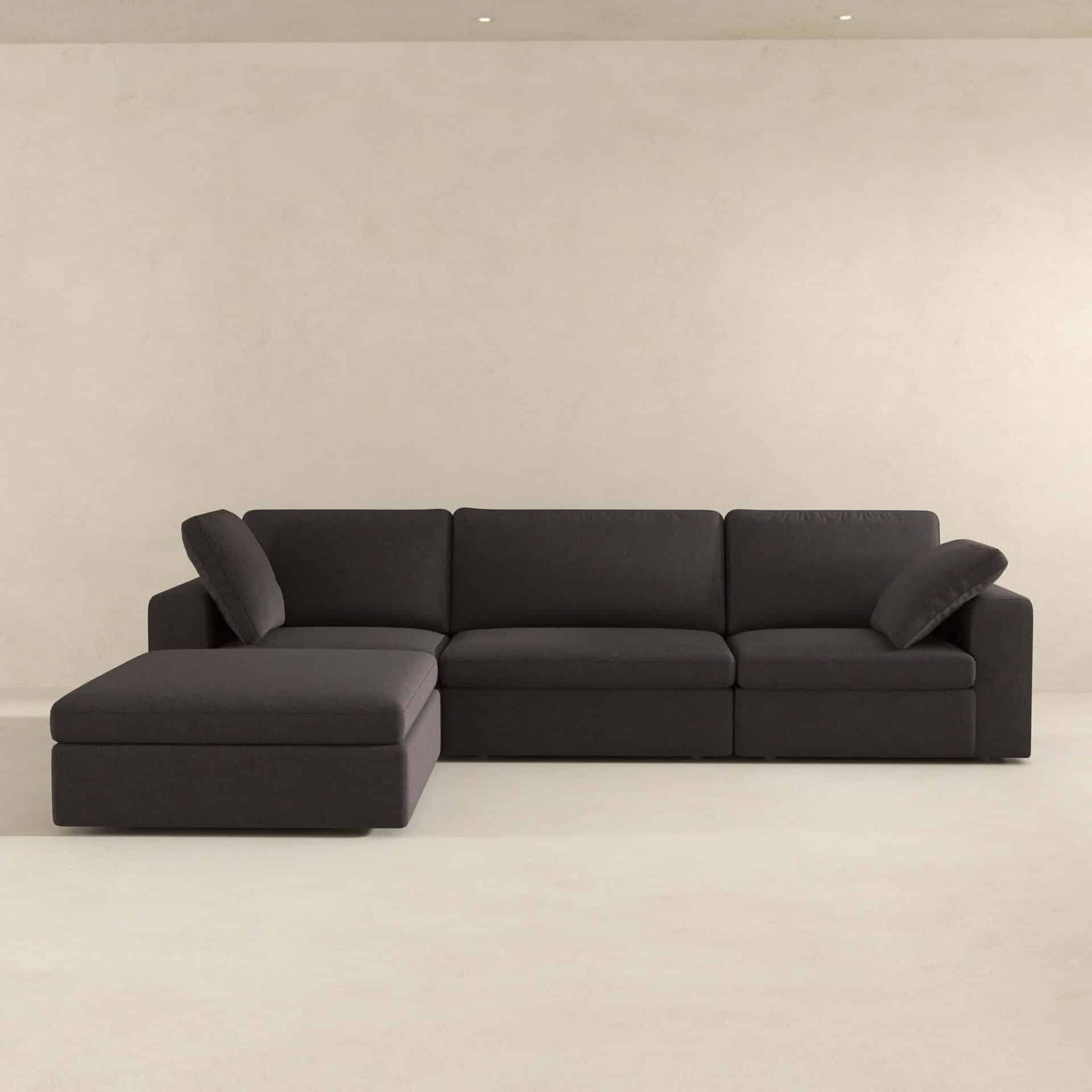 Grey Fabric Modular Corner Sectional Sofa L-Shaped (Set of 4)