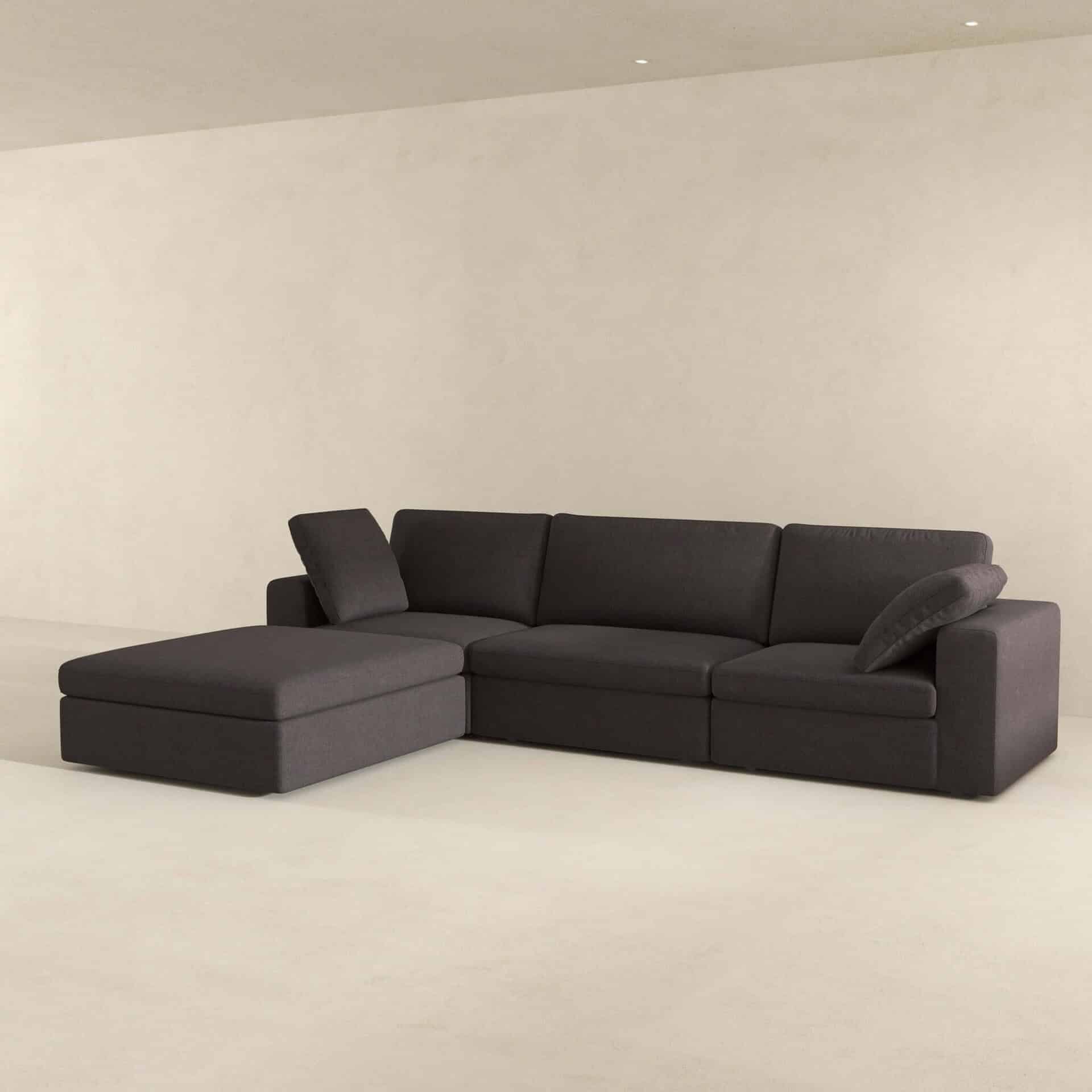 Grey Fabric Modular Corner Sectional Sofa L-Shaped (Set of 4)