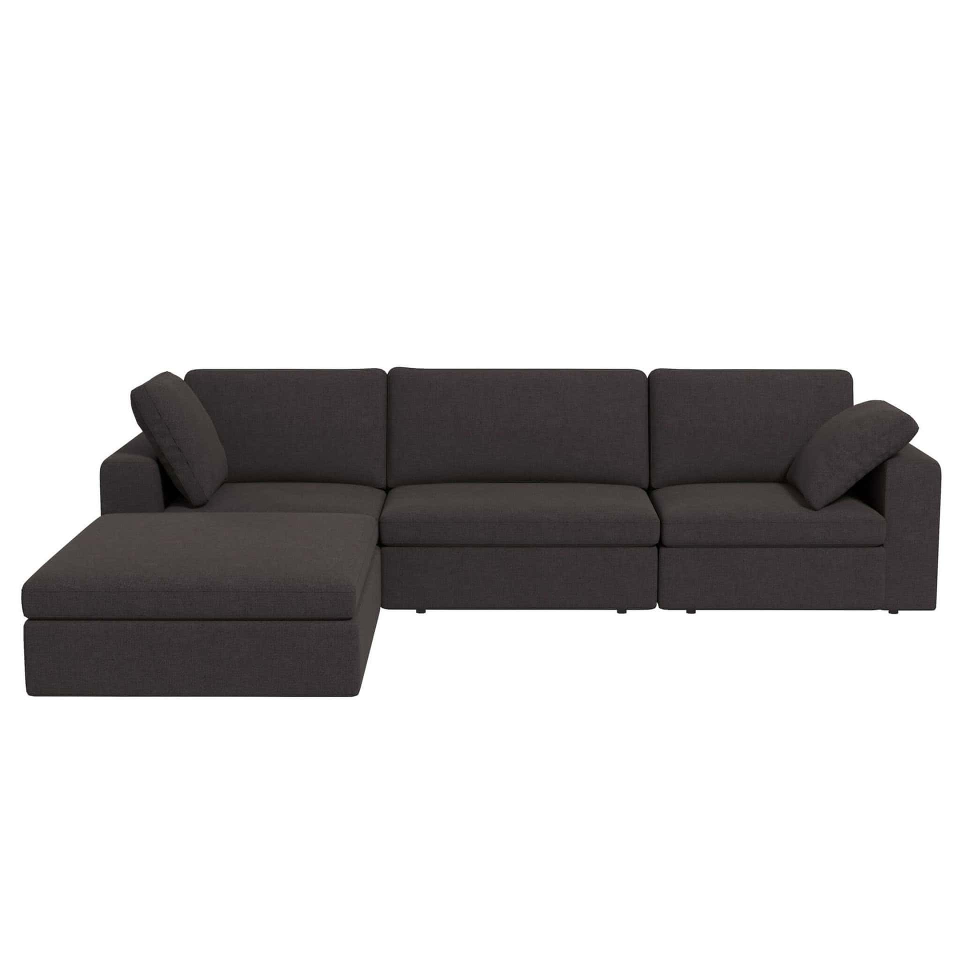 Grey Fabric Modular Corner Sectional Sofa L-Shaped (Set of 4)