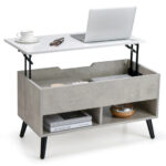 Lift Top Coffee Table with Hidden Compartment and Storage Shelves
