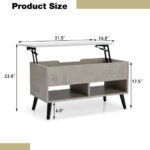 Lift Top Coffee Table with Hidden Compartment and Storage Shelves