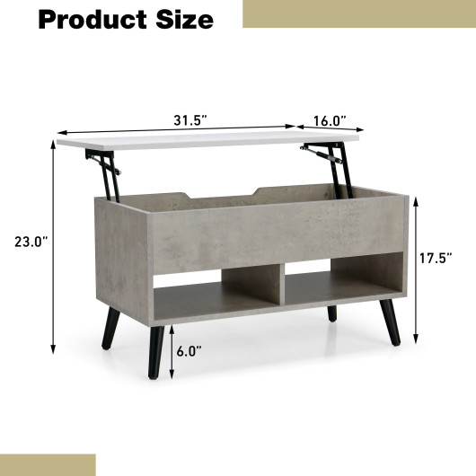 Lift Top Coffee Table with Hidden Compartment and Storage Shelves - Image 12