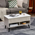 Lift Top Coffee Table with Hidden Compartment and Storage Shelves