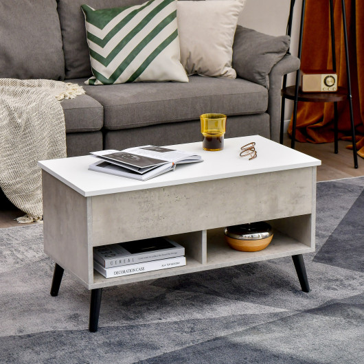 Lift Top Coffee Table with Hidden Compartment and Storage Shelves - Image 8