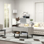 Lift Top Coffee Table with Hidden Compartment and Storage Shelves