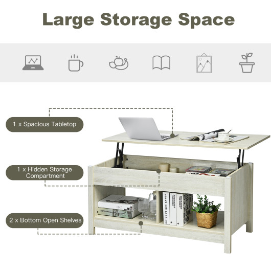 Lift Top Coffee Table with Hidden Storage and Lower Shelf - Image 19