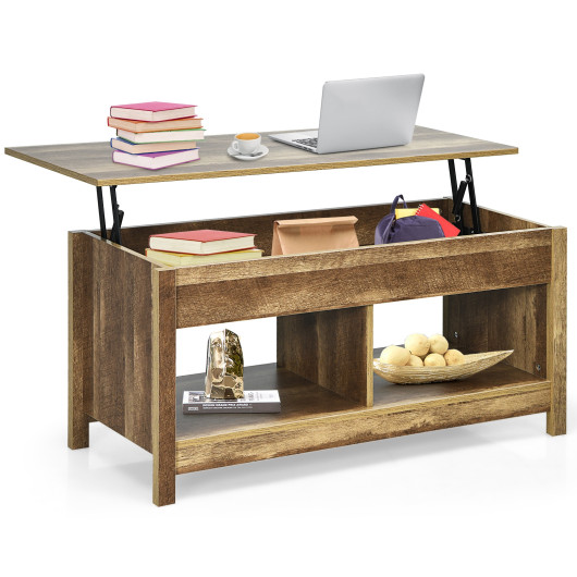 Lift Top Coffee Table with Hidden Storage and Lower Shelf - Image 10