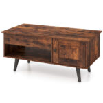 Lift Top Coffee Table with Hidden Storage and Multi-Tier Shelves