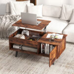 Lift Top Coffee Table with Hidden Storage and Multi-Tier Shelves