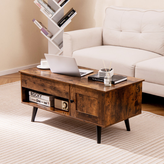 Lift Top Coffee Table with Hidden Storage and Multi-Tier Shelves - Image 14