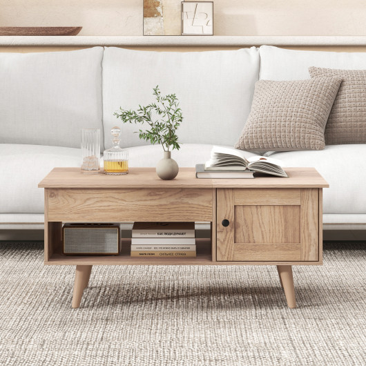 Lift Top Coffee Table with Hidden Storage and Multi-Tier Shelves - Image 16