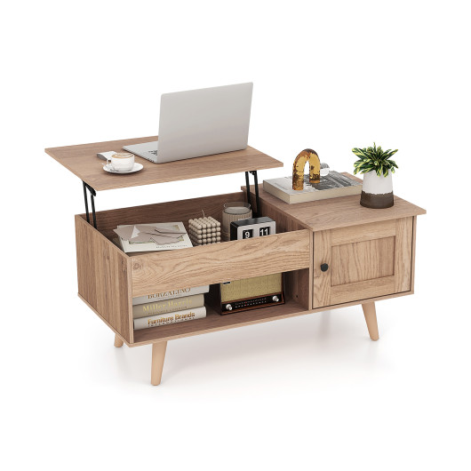 Lift Top Coffee Table with Hidden Storage and Multi-Tier Shelves - Image 17