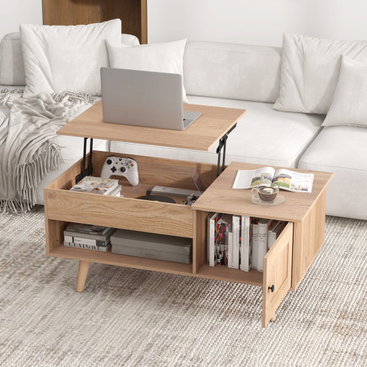 Lift Top Coffee Table with Hidden Storage and Multi-Tier Shelves - Image 20