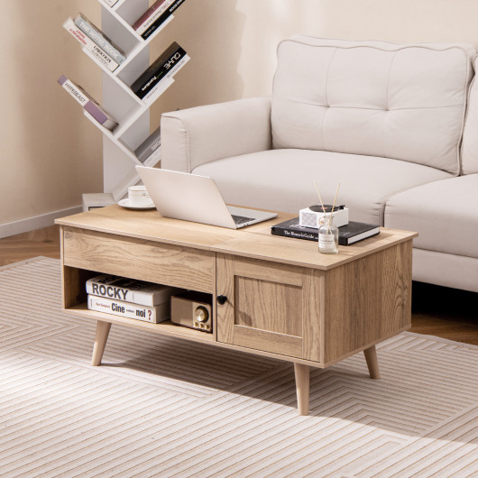 Lift Top Coffee Table with Hidden Storage and Multi-Tier Shelves - Image 21
