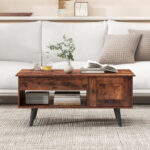 Lift Top Coffee Table with Hidden Storage and Multi-Tier Shelves