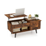 Lift Top Coffee Table with Hidden Storage and Multi-Tier Shelves