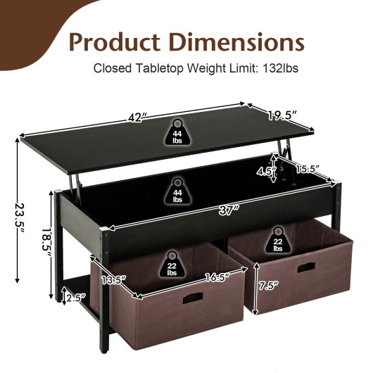 Lift Top Coffee Table with Storage Drawers and Hidden Compartment - Image 11