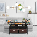 Lift Top Coffee Table with Storage Drawers and Hidden Compartment