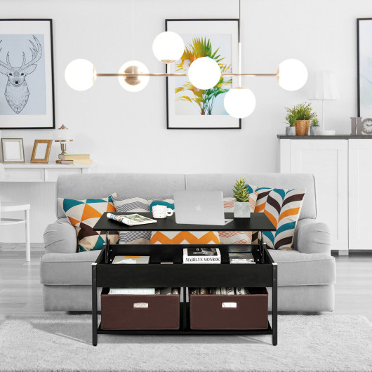 Lift Top Coffee Table with Storage Drawers and Hidden Compartment - Image 13