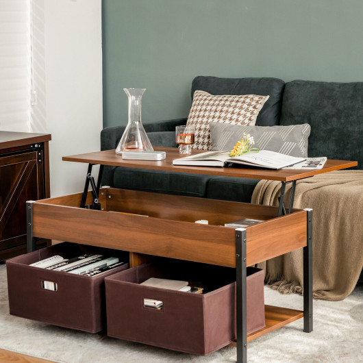 Lift Top Coffee Table with Storage Drawers and Hidden Compartment - Image 15